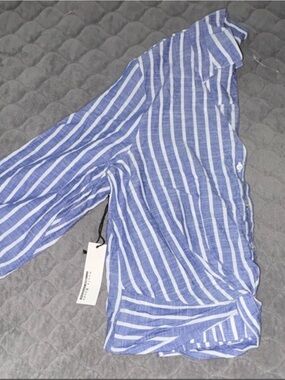 Haute Monde Blue and White Vertical Stripe Shirt